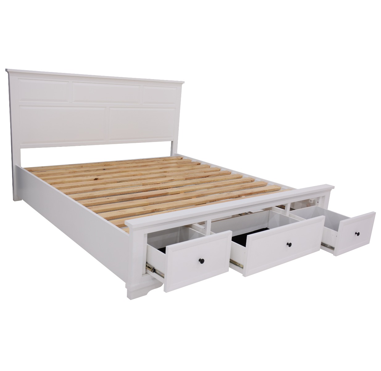 "Emily" Hamptons Style Solid Timber Queen Bed Frame in White, 215cmL x 167cmD x 120cmH (RRP $1999) - Image 6