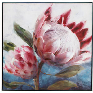 wp-image-tigress-25433.jpg Framed Square Double Pink Protea Painting, 83x83cm