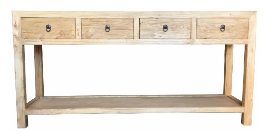"Kingscliff" Recycled Elm Timber 4 Drawer Hall Table, 174cm x 40cm x 84cm (RRP $1999) - Image 2