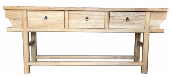 "Kingscliff" Recycled Elm Timber 3 Drawer Hall Table, 200cm x 40cm x 85cm (RRP $1999)