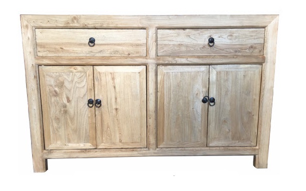 "Kingscliff" Recycled Elm Timber 2 Drawer 4 Door Sideboard, 140cmL x 40cmD x 90cmH - Image 4