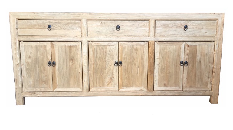 "Kingscliff" Recycled Elm Timber 3 Drawer 6 Door Sideboard, 200cm x 45cm x 90cm (RRP $2999)