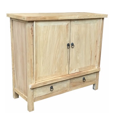 "Kingscliff" Recycled Elm Timber 2 Door 2 Drawer Cabinet, 100cm x 40cm x 90cm - Image 2