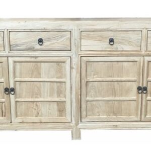 "Kingscliff" Recycled Elm Timber 4 Door 4 Drawer Sideboard, 220cm x 45cm x 85cm