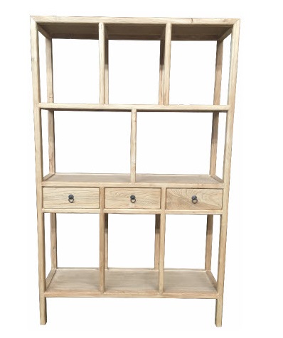 "Kingscliff" Recycled Elm Timber Bookshelf, 125cm x 38cm x 200cm