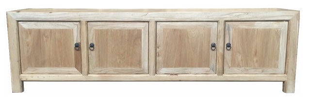 "Kingscliff" Recycled Elm Timber 4 Door TV Entertainment Unit, 200cm x 40cm x 58cm (RRP $1999)