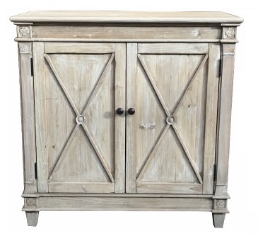 "New Hampshire" Recycled Timber Buffet Sideboard with 2 Doors White Wash, 90cmL x 40cmD x 90cmH (RRP $1299)