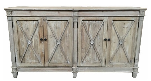 "New Hampshire" Recycled Timber Buffet with 4 Doors White Wash, 165cmL x 45cmD x 90cmH - Image 4