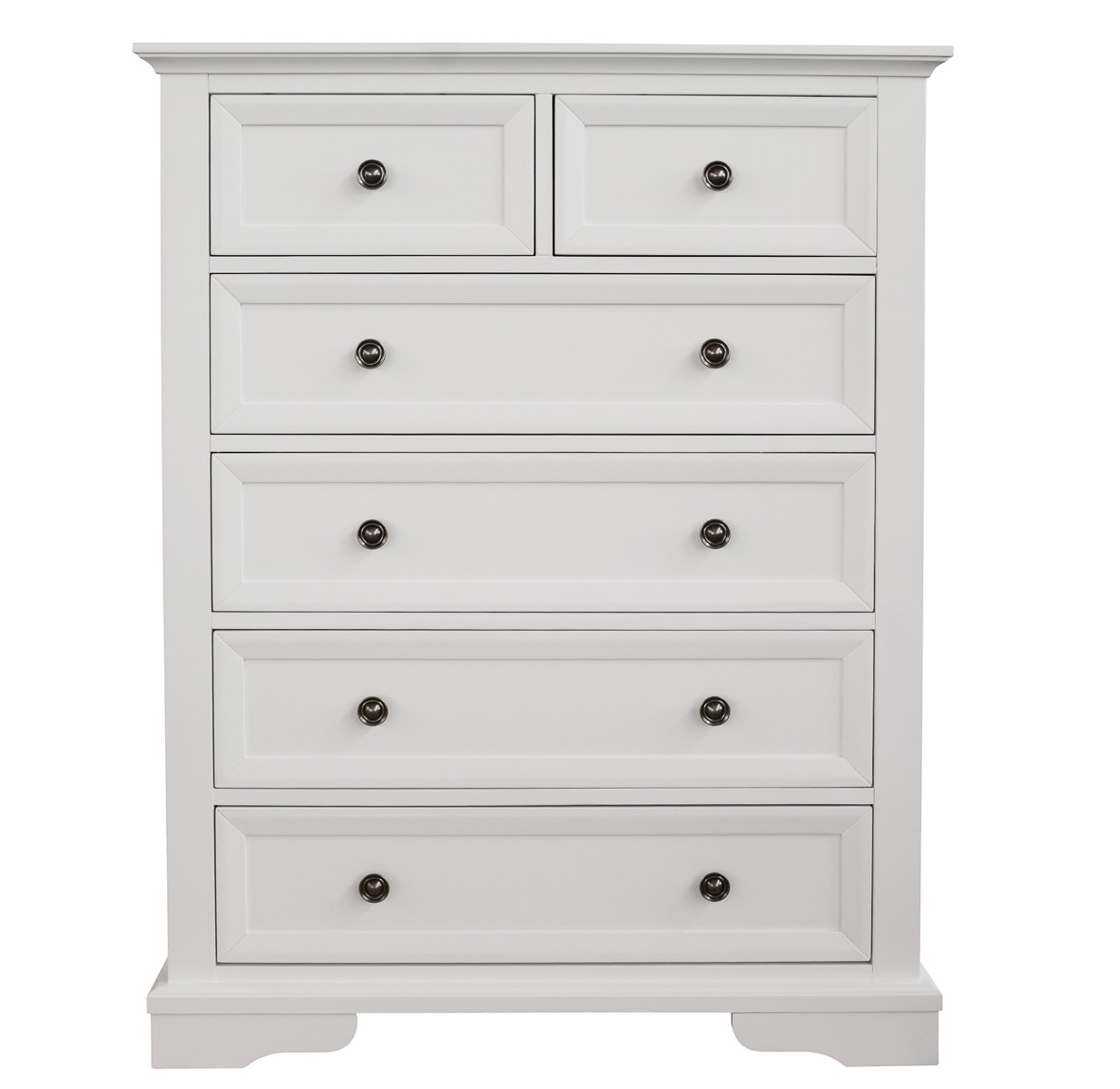 "Sophia" Hamptons Style Timber 6 Drawer Tallboy White, 97cmW x 44cmD x 125.5cmH (RRP $1299) - Image 4
