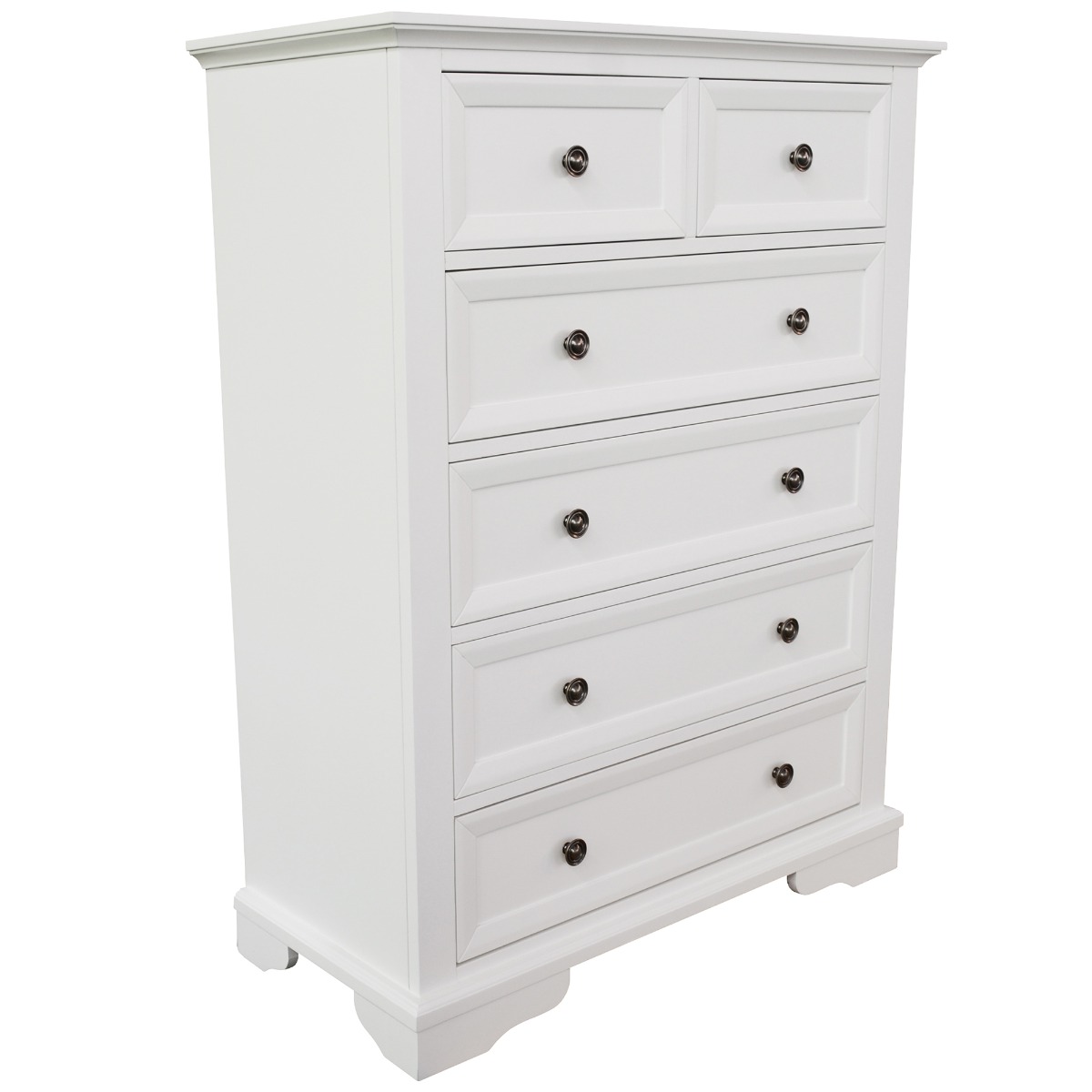"Sophia" Hamptons Style Timber 6 Drawer Tallboy White, 97cmW x 44cmD x 125.5cmH (RRP $1299) - Image 5