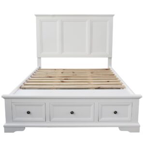 "Sophia" Hampton Style Hardwood Timber Queen Bed White, 168cm x 215.5cm x 150cm (RRP $1799)