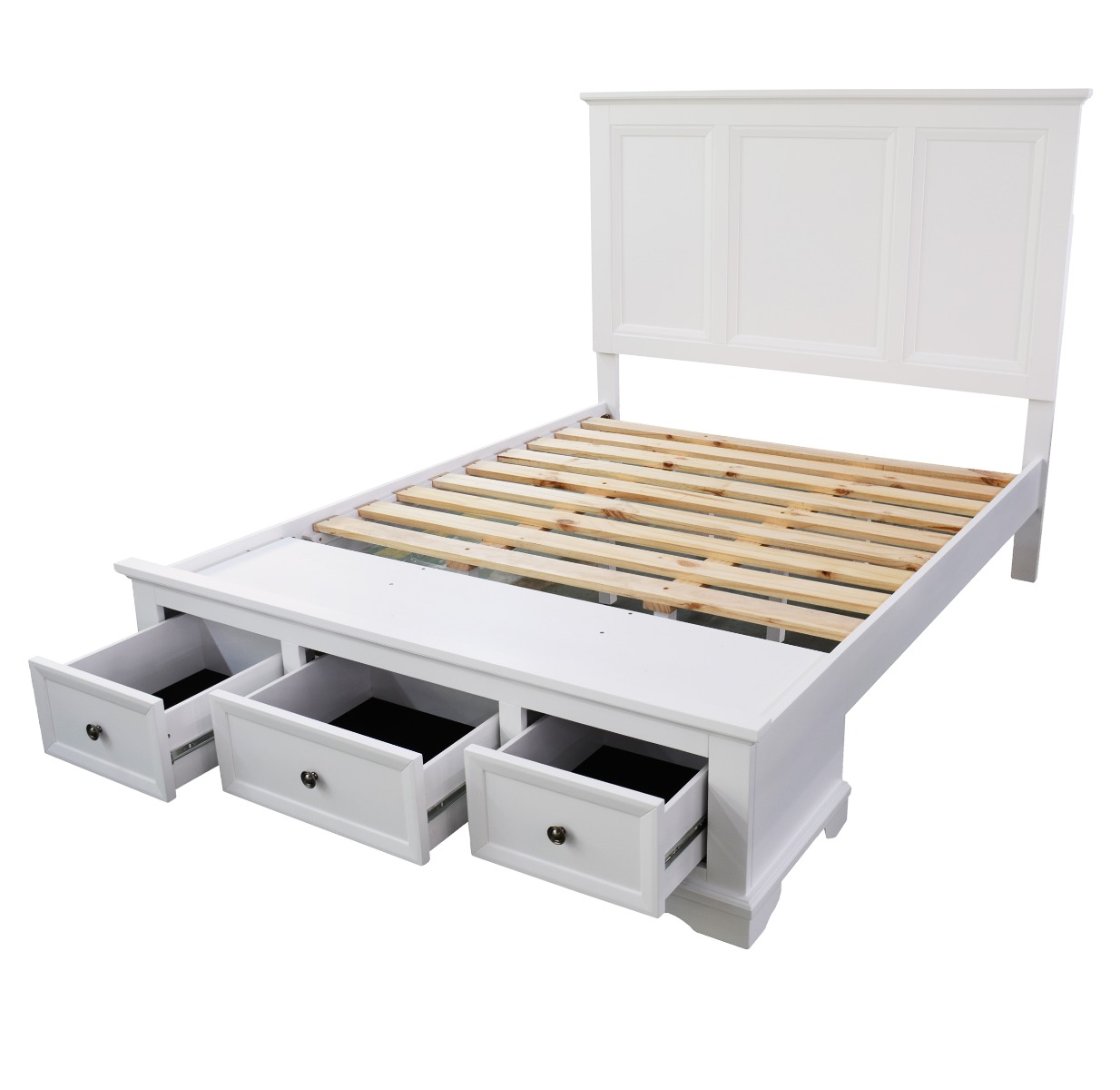 "Sophia" Hampton Style Hardwood Timber Queen Bed White, 168cm x 215.5cm x 150cm (RRP $1799) - Image 3