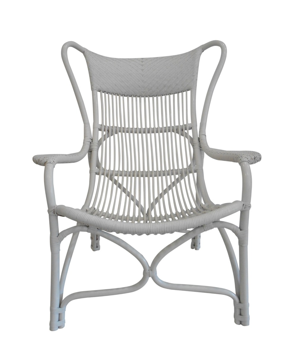 "Byron" Alfresco Hamptons Style Rattan Cane Occasional Chair White, 66cmW x 94cmD x 102cmH (RRP $799) - Image 2