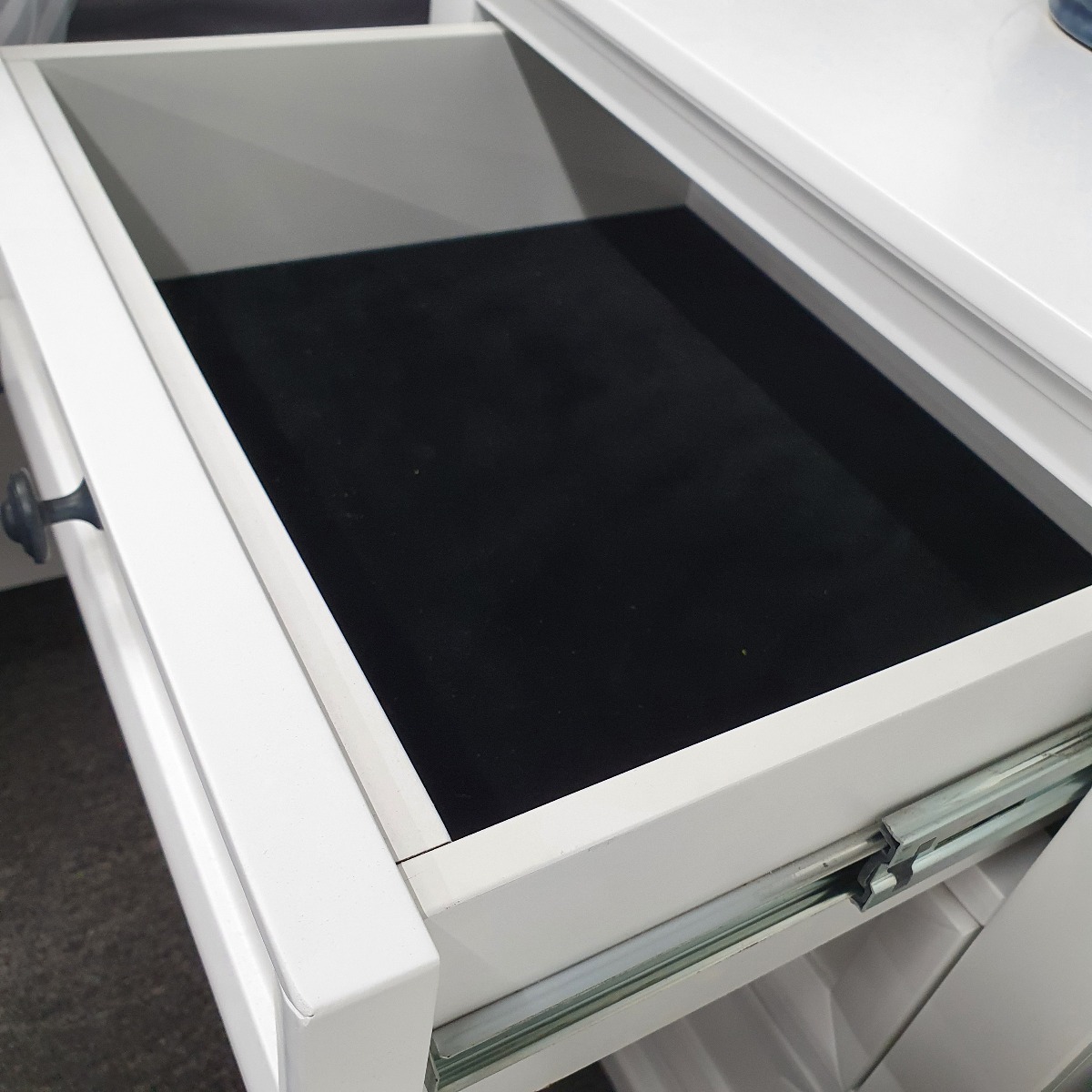 "Emily" Hamptons Style Timber Bedside Table 3 Drawer White, 55cmL x 42cmD x 60cmH (RRP $499) - Image 2