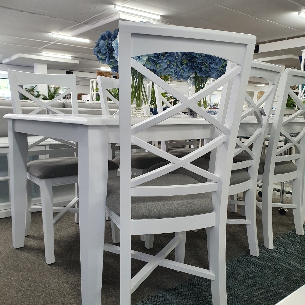 "Montauk" Hamptons Style 7 Piece Timber Dining Setting White 180x95cm Table & 6 White Chairs (RRP $2999) - Image 7