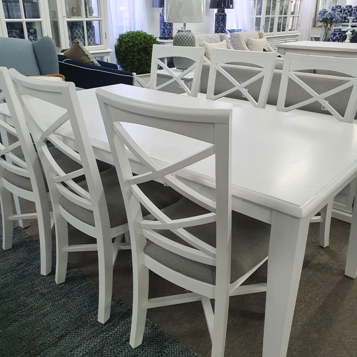 "Montauk" Hamptons Style Timber Dining Table White, 180cmL x 95cmD x 77cmH (RRP $999) - Image 5
