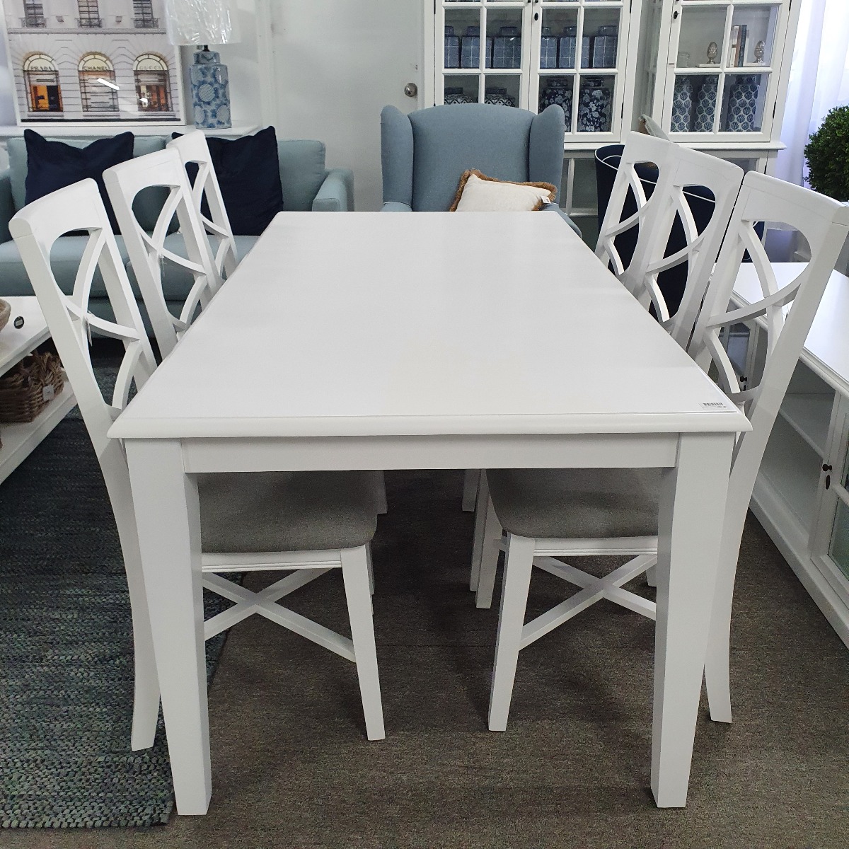 "Montauk" Hamptons Style Timber Dining Table White, 180cmL x 95cmD x 77cmH (RRP $999) - Image 3