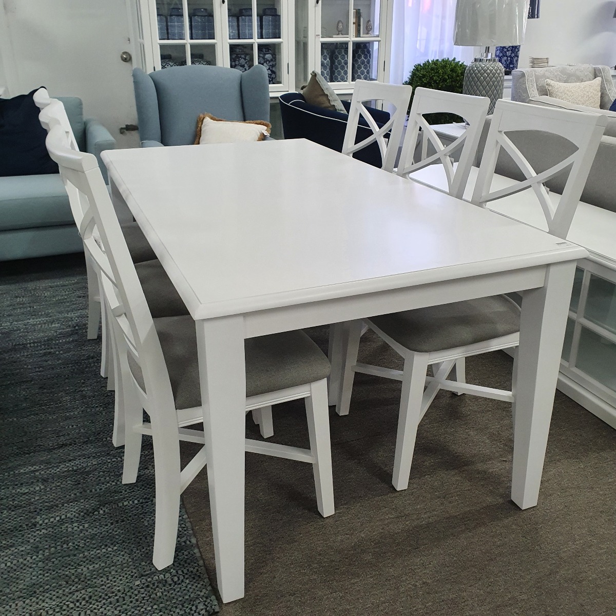 "Montauk" Hamptons Style Timber Dining Table White, 180cmL x 95cmD x 77cmH (RRP $999) - Image 2