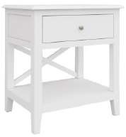 "Montauk" Hamptons Style Timber Side Table 1 Drawer with shelf White, 55cmW x 42cmD x 58cmH (RRP $399)