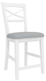 "Montauk" Hamptons Style Timber Kitchen Counter Barstool with Cross Back Detail and Cushioned Seat White, 48x55x107CM (RRP $399)