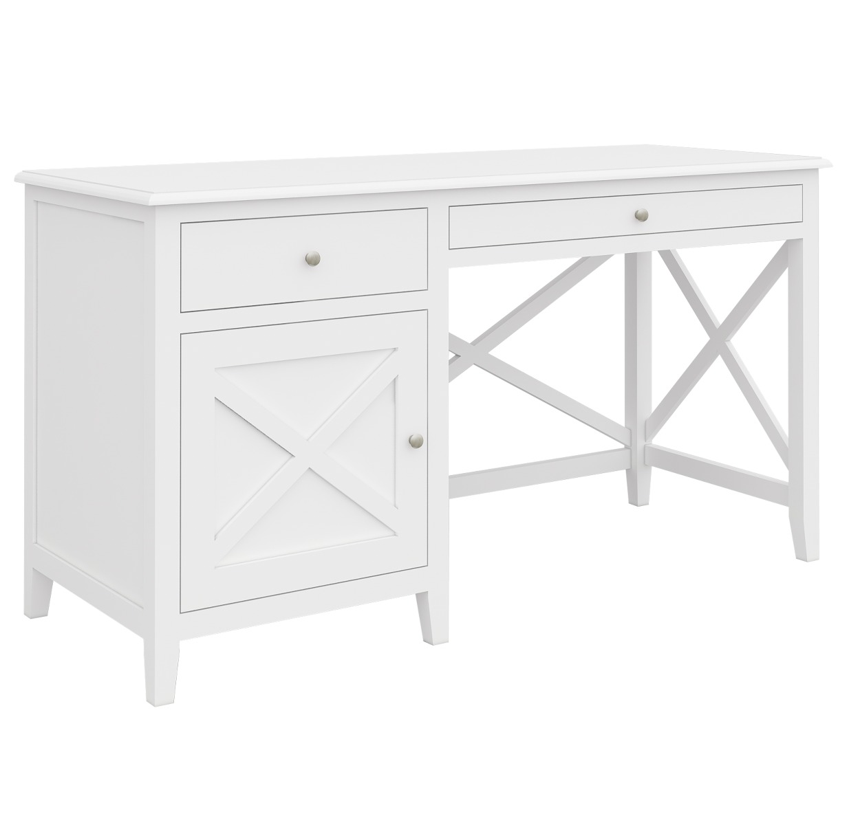 "Montauk" Hamptons Style Timber Desk 1 Door & 2 Drawers White, 140cmWx55cmDx76cmH (RRP $1199) - Image 6