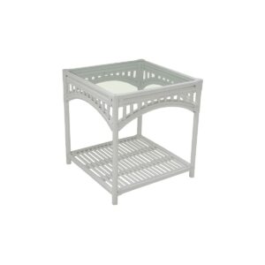 wp-image-tigress-29253.jpg "Airlie" Hamptons Style Alfresco Side Table in White Rattan, 60cm x 60cm x 64cmH (RRP $549)