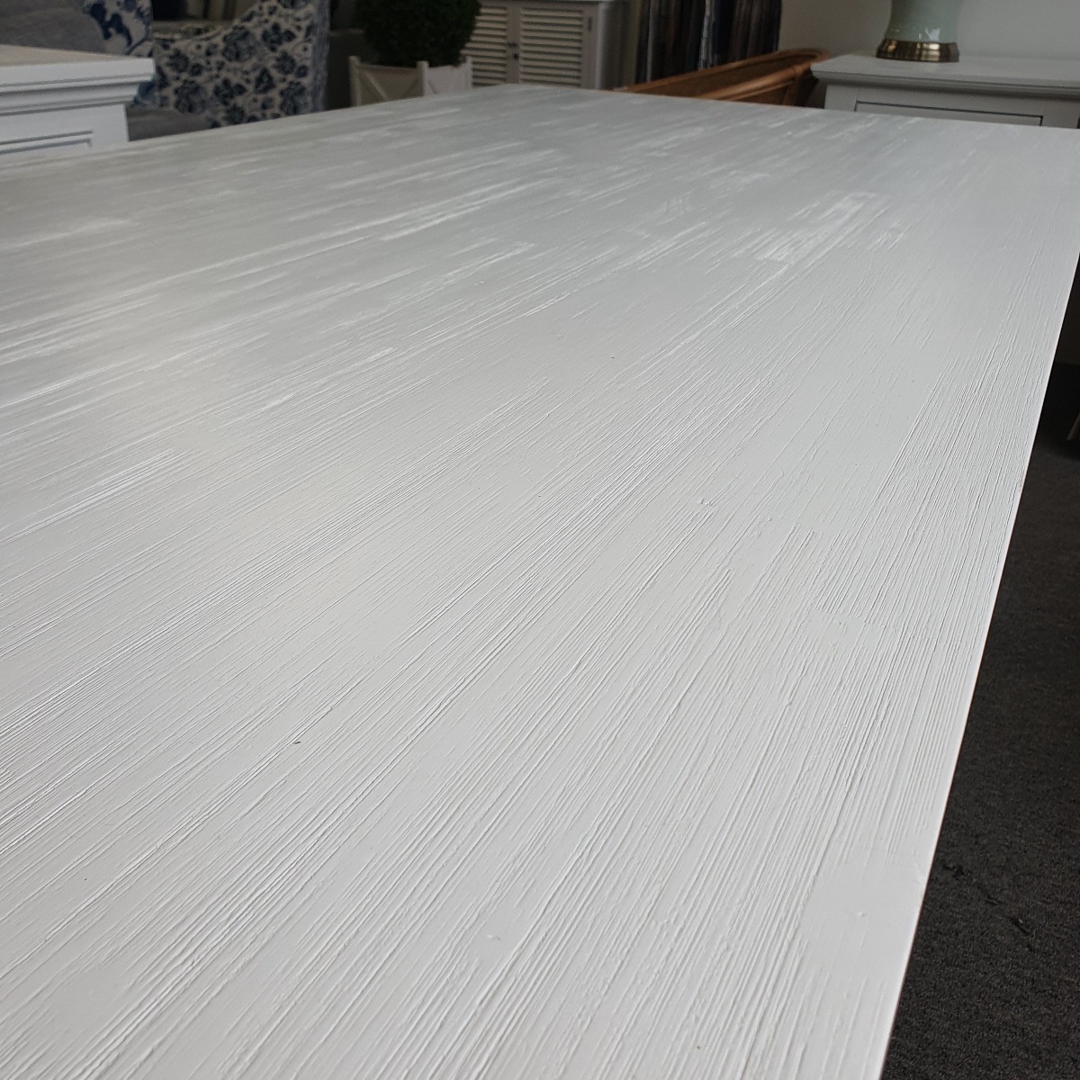 "Cove" Hamptons Style Dining Table, Brushed White, 220cmW x 100cmD x 77cmH (RRP $1499) - Image 3