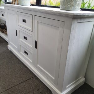 wp-image-tigress-29319.jpg "Cove" Hamptons Style Buffet 2 Door 3 Drawer, Brushed White, 166cmW x 47cmD x 90cmH (RRP $1499)