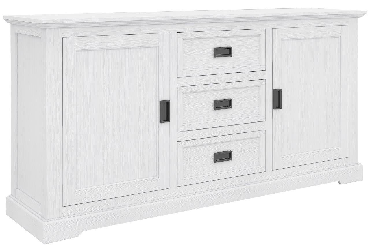 "Cove" Hamptons Style Buffet 2 Door 3 Drawer, Brushed White, 166cmW x 47cmD x 90cmH (RRP $1499) - Image 4