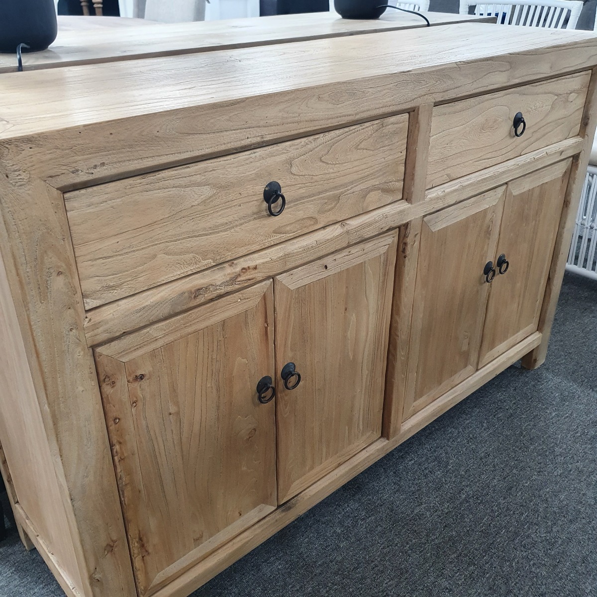 "Kingscliff" Recycled Elm Timber 2 Drawer 4 Door Sideboard, 140cmL x 40cmD x 90cmH - Image 2