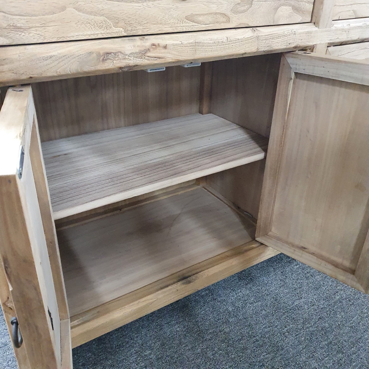 "Kingscliff" Recycled Elm Timber 2 Drawer 4 Door Sideboard, 140cmL x 40cmD x 90cmH - Image 3