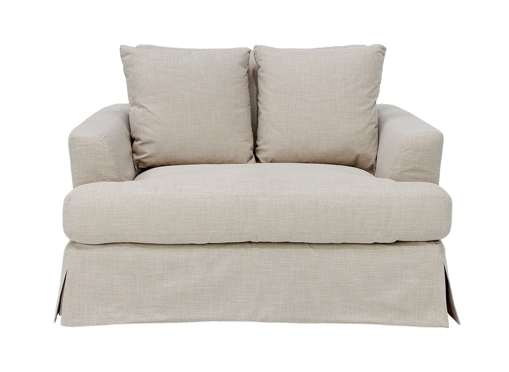 "Somerset" Hampton Style Fabric 1.5 Seater Occasional Chair Armchair Feather Filled with Removable Slip Covers, Linen (RRP $2499)