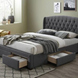 wp-image-tigress-31089.jpg "Amelia" Hamptons Style Buttoned Back Upholstered Fabric Bed Frame 4 Storage Drawers King Size, Dark Grey (RRP $2299)