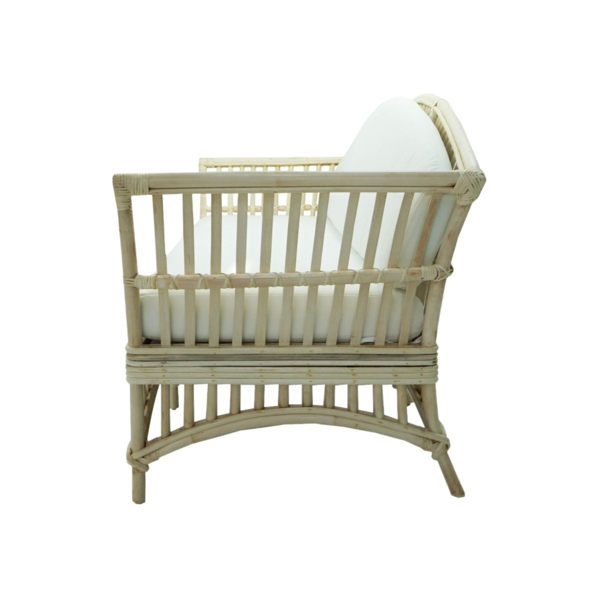 "Airlie" Hamptons Style Outdoor Alfresco 3 Seater Lounge in Natural Rattan with White Cushions (RRP $1699) - Image 3