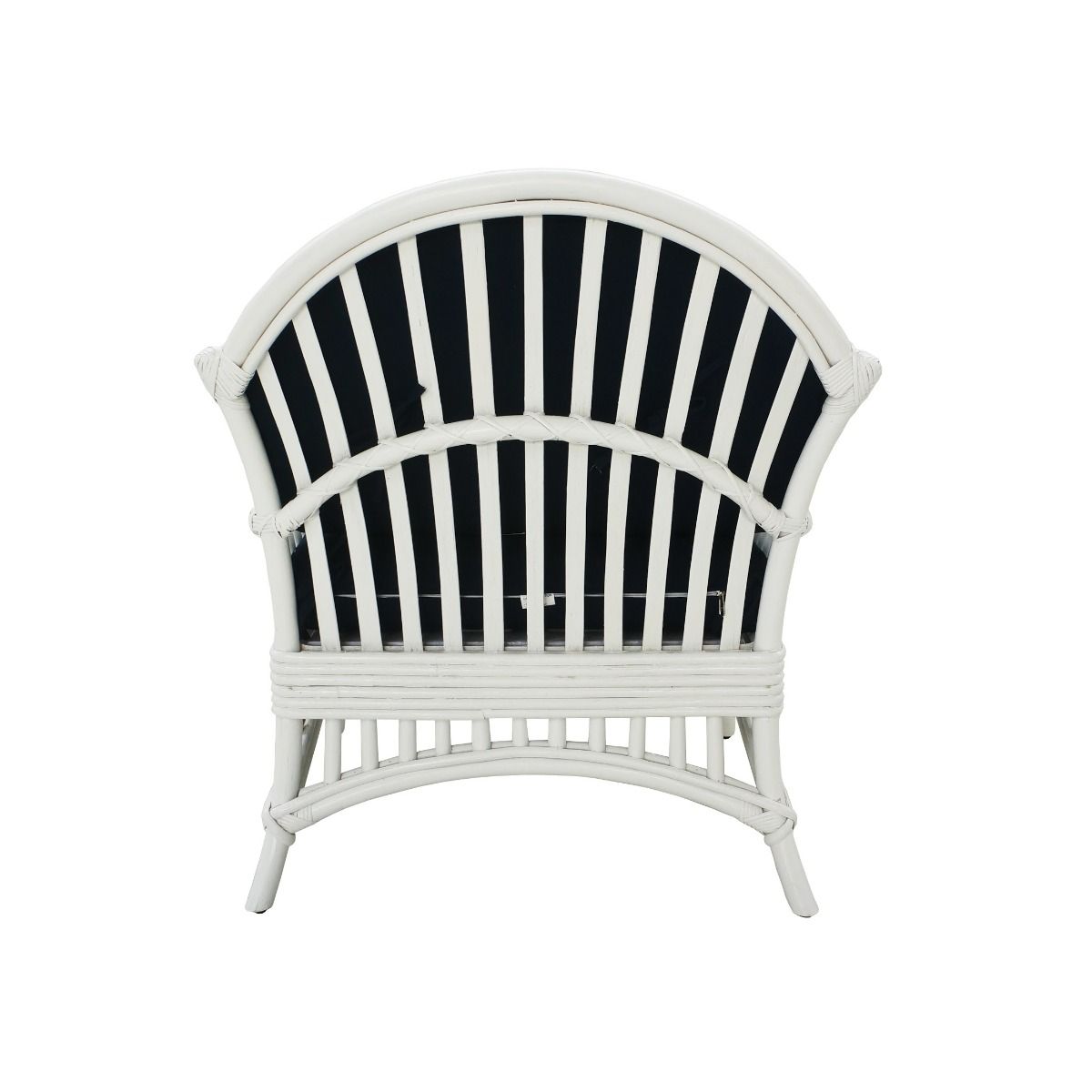"Airlie" Hamptons Style Outdoor Alfresco Armchair in White Rattan with Navy Cushions (RRP $999) - Image 4