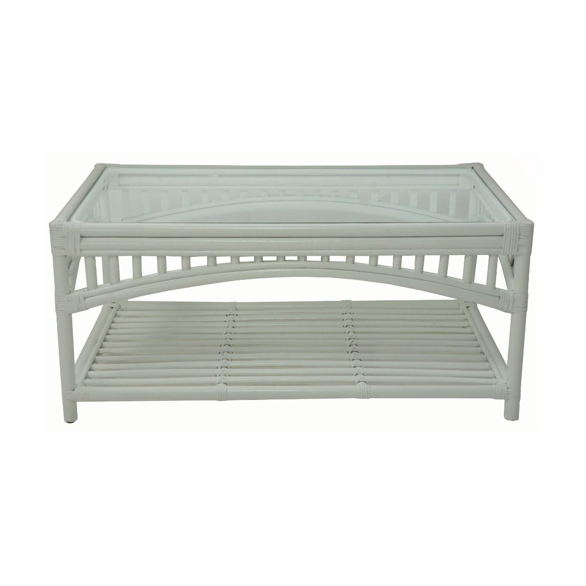 "Airlie" Hamptons Style Alfresco Coffee Table in White Rattan, 100cmL x 60cmD x 45cmH (RRP $799) - Image 2