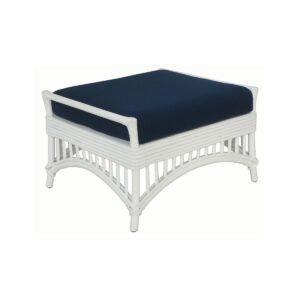 wp-image-tigress-31996.jpg "Airlie" Hamptons Style Outdoor Alfresco Ottoman in White Rattan with Navy Blue Cushion (RRP $549)