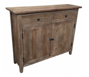 "St Lucia" Recycled Elm Timber 2 Drawer 2 Door Buffet Natural, 100cmW x 28cmD x 80cmH - Image 2