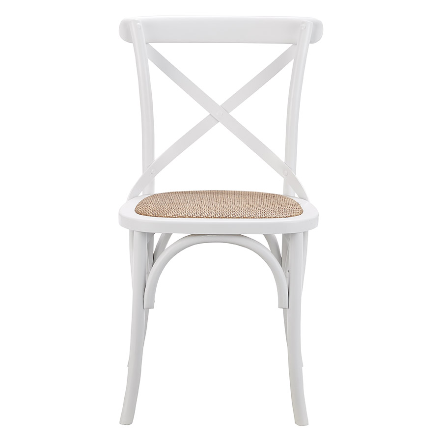 "Noosaville" Hardwood Timber Dining Chair Cross Back Vivid White with Rattan Seat (RRP $299) - Image 2