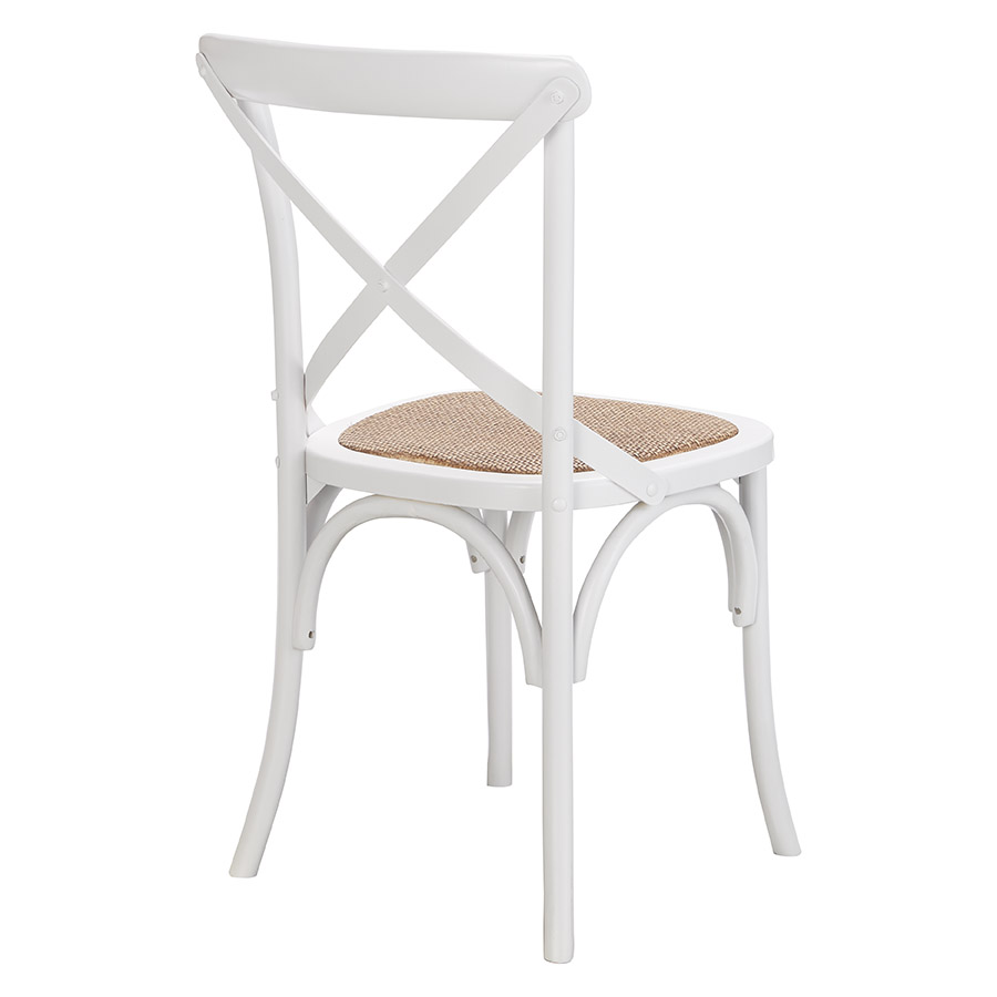 "Noosaville" Hardwood Timber Dining Chair Cross Back Vivid White with Rattan Seat (RRP $299) - Image 3
