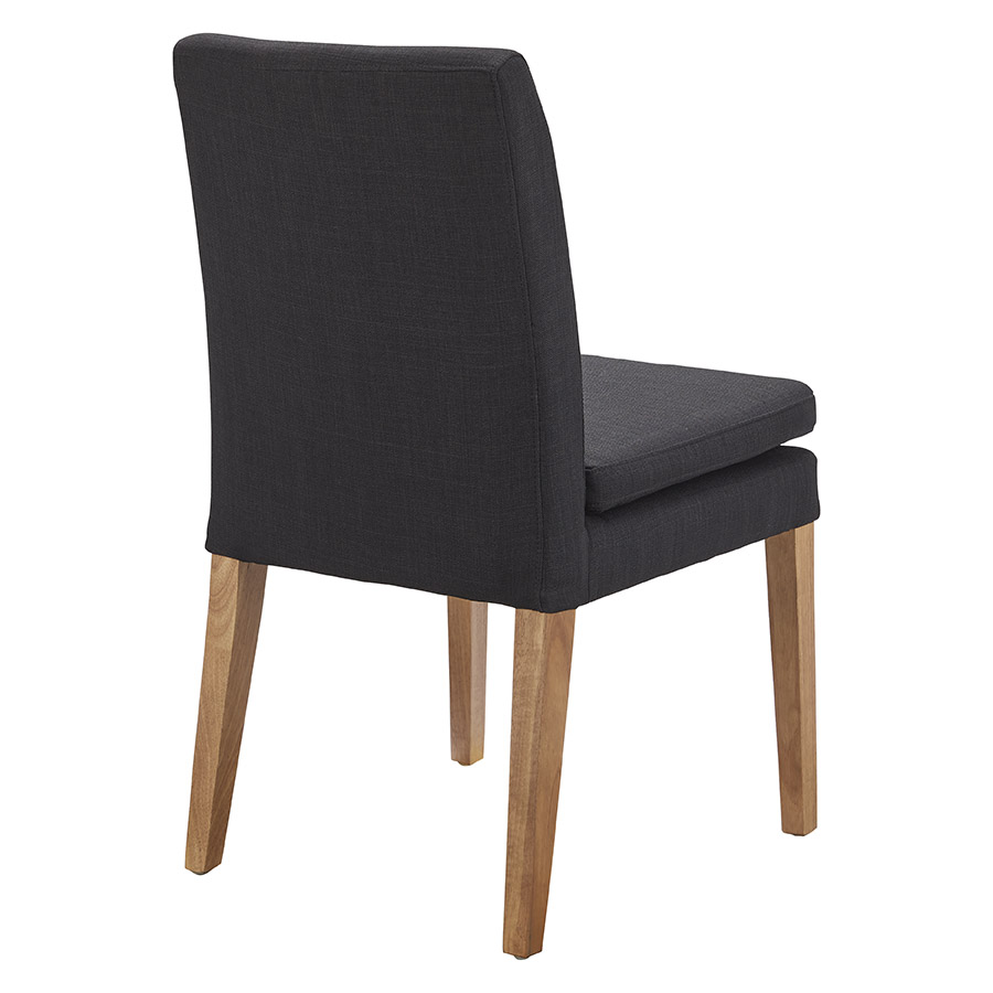 "Connor" Linen Fabric Upholstered Padded Dining Chair, Black with Natural Timber Legs (RRP $399) - Image 3