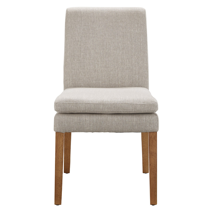 "Connor" Fabric Upholstered Padded Dining Chair, Linen with Natural Timber Legs (RRP $399) - Image 2