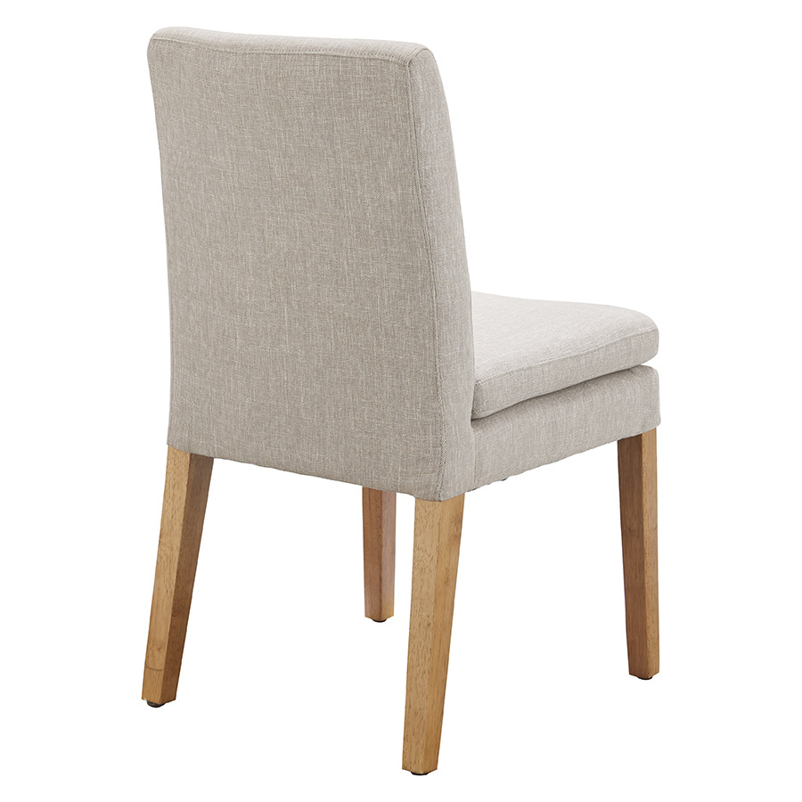 "Connor" Fabric Upholstered Padded Dining Chair, Linen with Natural Timber Legs (RRP $399) - Image 3