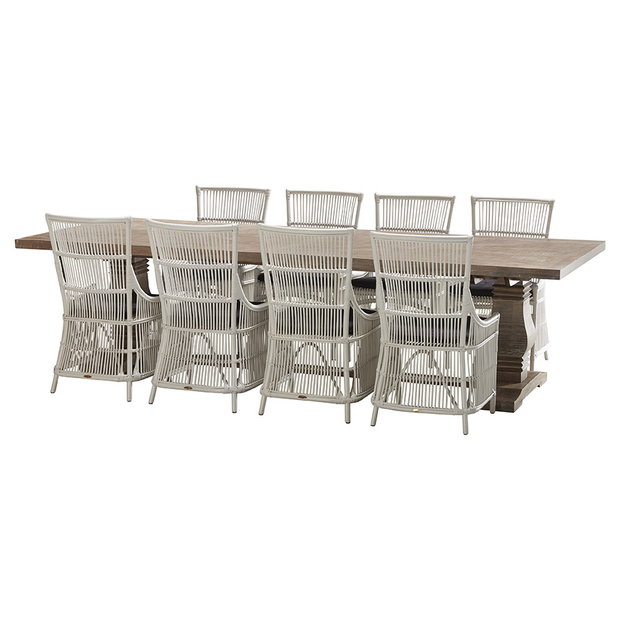 FLOORSTOCK CLEARANCE SALE "Tuscany" 9 Piece Dining Package 300cm Hardwood Timber Dining Table with 8 Byron Chairs (RRP $4999)