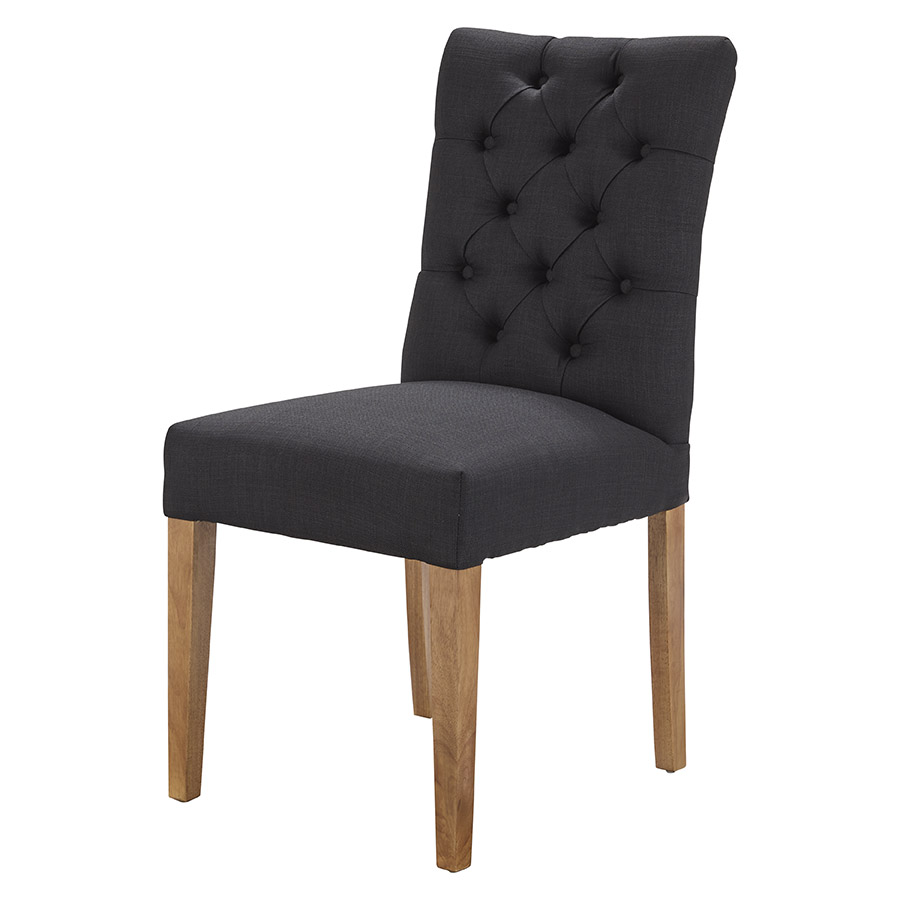"Chloe" Hamptons Style Dining Chair Fabric Cushioned Seat and Back, Black with Natural Legs (RRP $449) - Image 7