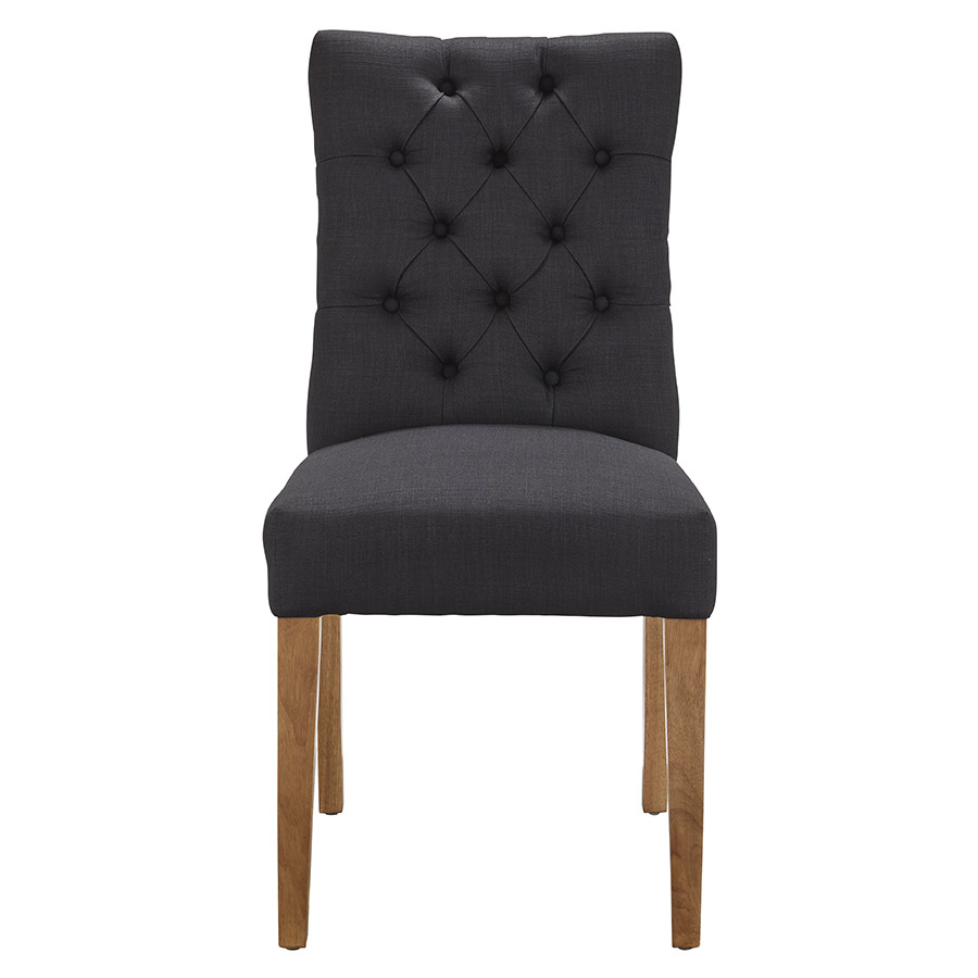 "Chloe" Hamptons Style Dining Chair Fabric Cushioned Seat and Back, Black with Natural Legs (RRP $449) - Image 8