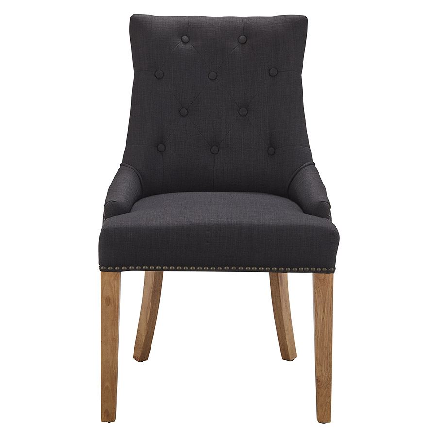 "Madison" Hampton Style French Provincial Fabric Buttoned Dining Chair, Black (RRP $499) - Image 3