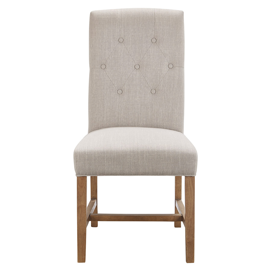 "Tiffany" Hamptons Style Buttoned Dining Chair, Linen with Natural Timber Legs (RRP $399) - Image 8