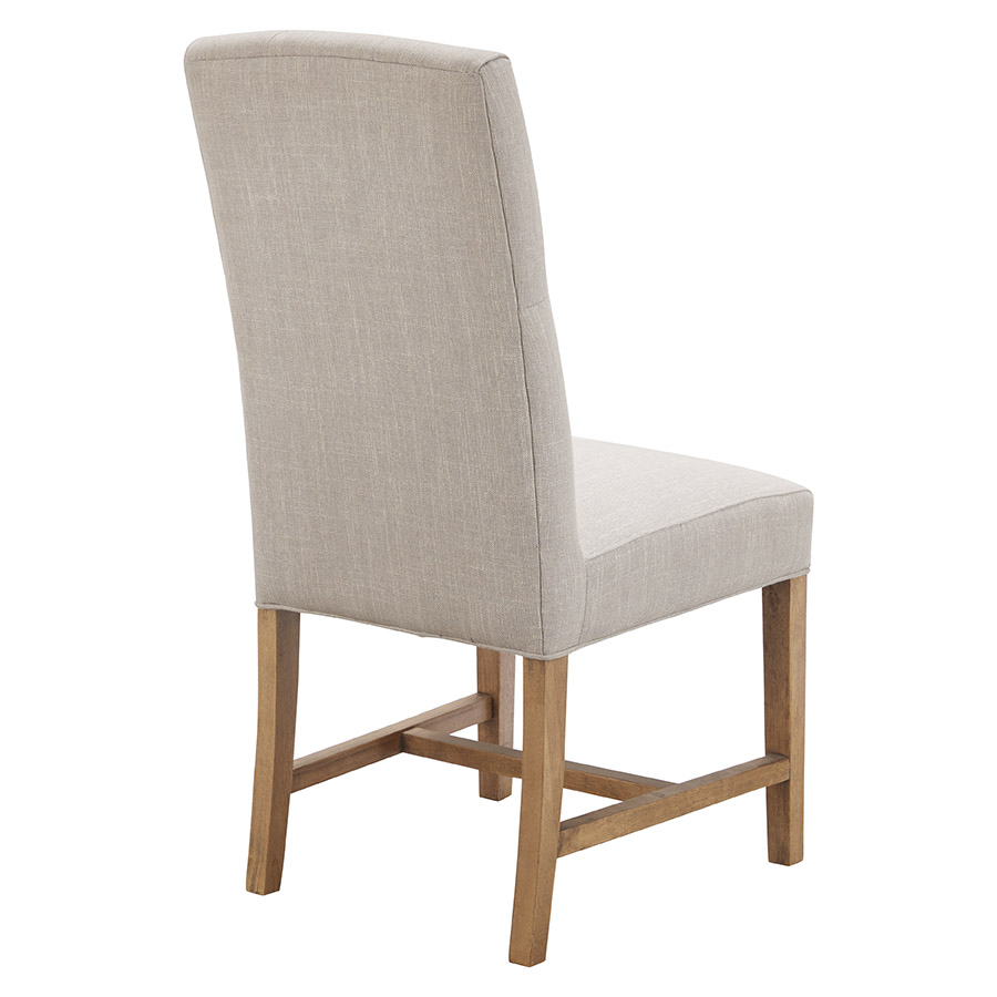 "Tiffany" Hamptons Style Buttoned Dining Chair, Linen with Natural Timber Legs (RRP $399) - Image 9