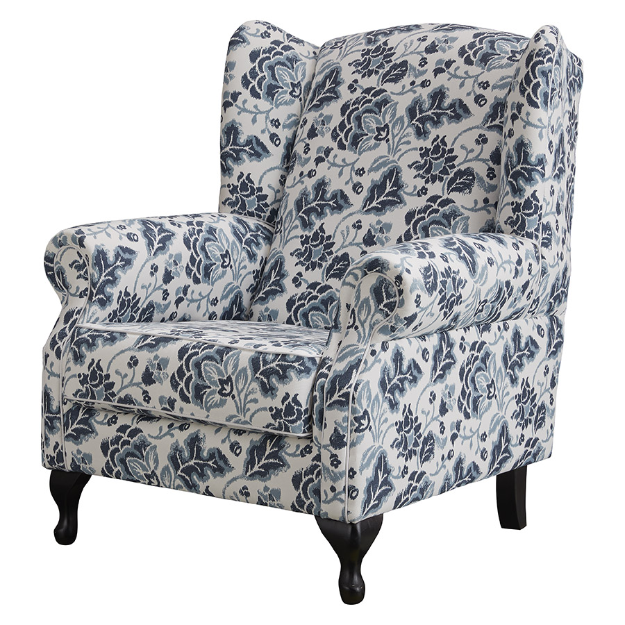 "Aerin" Hamptons Style Occasional Wing Fabric Australian Made Armchair, Warwick Montauk Marine (RRP $2799) - Image 2
